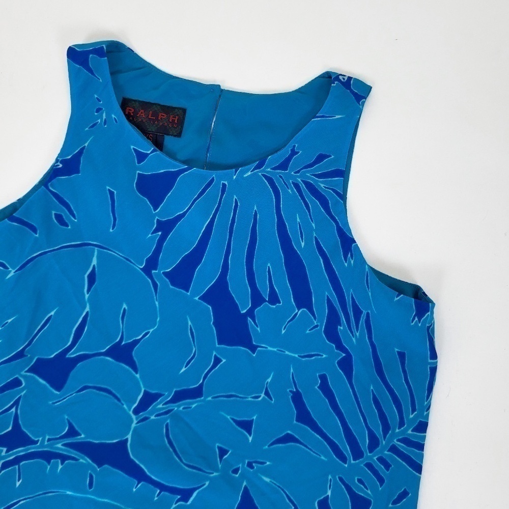 Ralph Lauren Tropical Rayon Crop Top Turquoise Size XS Blue - Picture 5 of 12